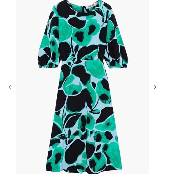 Bliss Gathered Printed Silk Crepe De Chine Midi Dress from DIANE VON FURSTENBERG - Picture 4 of 10